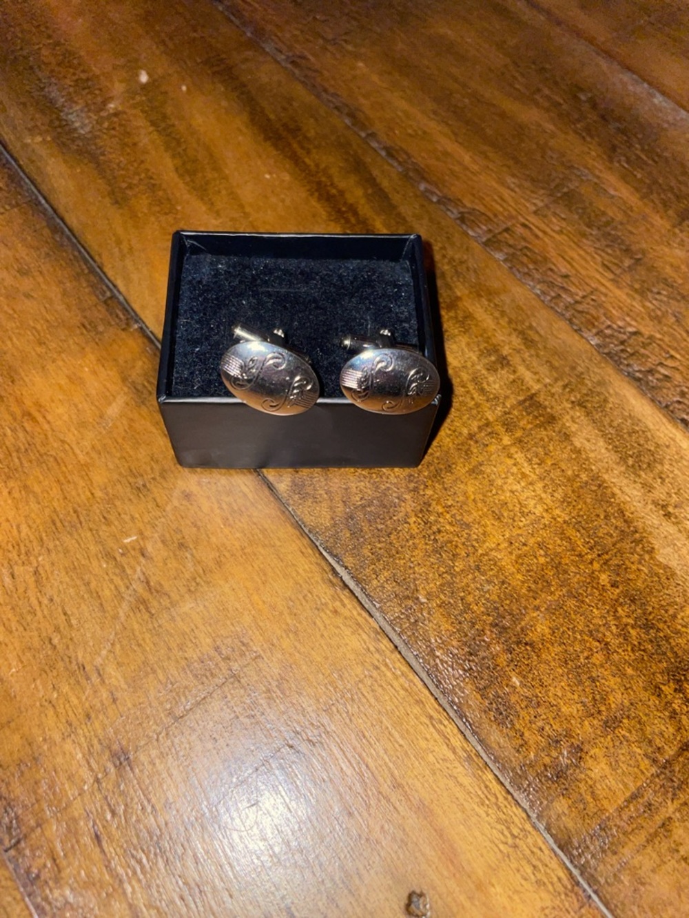Classic Silver-Tone Engraved Oval Cufflinks - Men Accessories